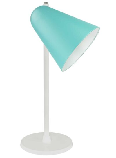 White Table Lamp – Green Shade
